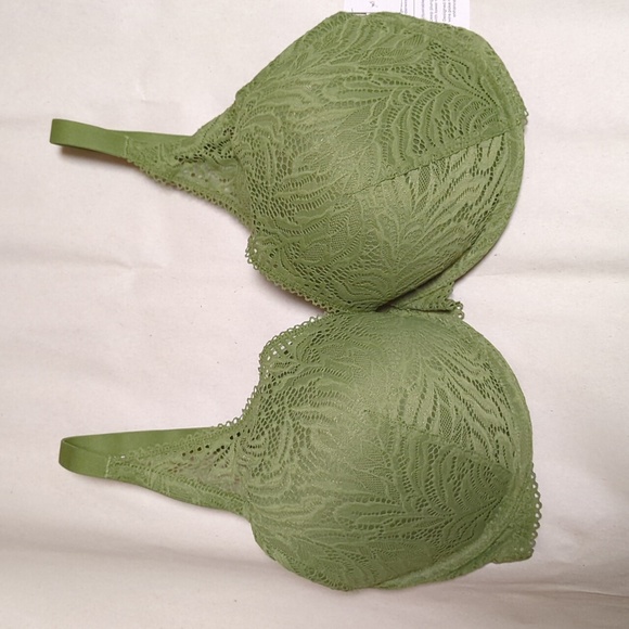 NWT Auden Push Up Plunge Coverage Underwire Bra Olive Green Size 36DDD Lace - Picture 2 of 7